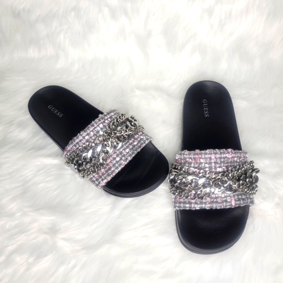 Guess Shoes - Guess faux fur slides sandals.